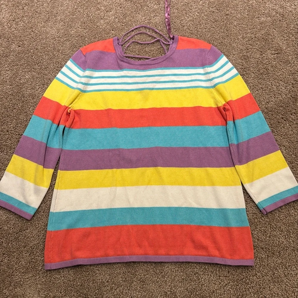 Colorful Striped Women's Sweater - Picture 1 of 5